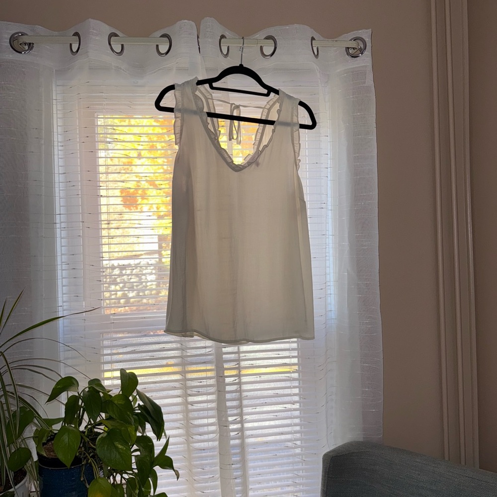 LC Lauren Conrad Cream Ruffled Blouse